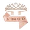 Bling Rhinestone Crystal Crown Tiara Birthday Anniversary Decoration Happy 18 21 30 40 50th Birthday Satin Sash Party Supplies