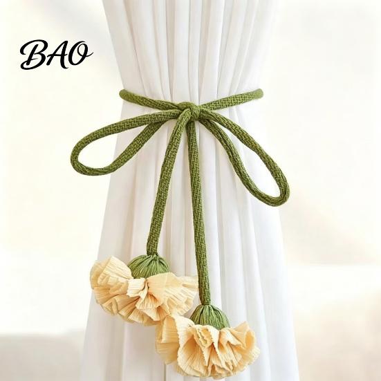 Fashionable Curtain Straps Flower Tiebacks, Handmade Boho Holder Tie Elegant Accessories Backs, Decorative Rope Ties for Bedroom, Window, Drapery