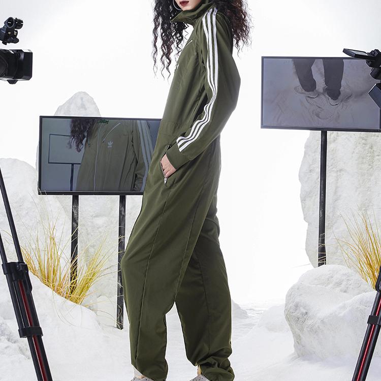 adidas Originals X Resistance Montérky Parley Pruh s logem Jednobarevný Dlouhý rukáv Kombinéza Dámský kombinéz Tmavě olivově zelená HD2517