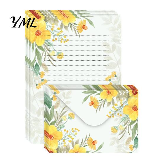 Floral Patterned Envelopes 5Pcs Butterfly Stationery Paper Envelope Set, Vintage Writing with Lined Artistic Message Pages, Letter Kit for Letters,