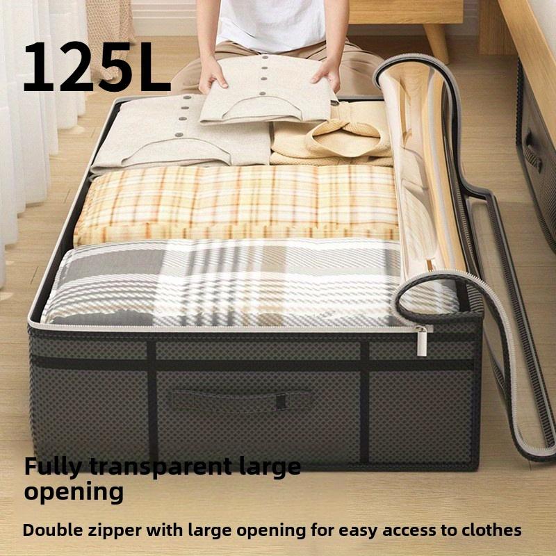 2pcs Extra Large Under-Bed Storage Boxes, Thick Dustproof Moisture-Resistant Organizer with Clear Lid, Space-Saving for Storage