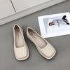 Fashion Women Flat Shoes French Black Square Toe Mary Jane Single Shoes 2024 New Soft Leather Shoes  Flats Women Shoes  Loafers  DRESS