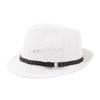 Summer Women's Knitted Mesh Breathable Curled Jazz Hat Leather Belt Panama Hat
