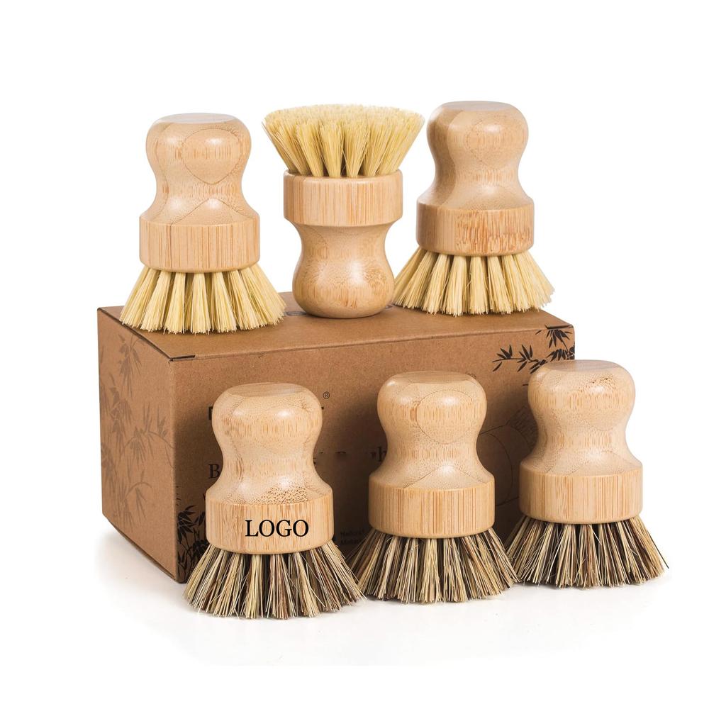 Natural Bamboo Dish Brush Durable Portable Natural Scrub Washing Pot Brush Kitchen