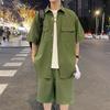 Men's Quick-Dry Outdoor Two-Piece Set: Lapel Short Sleeve Shirt & Loose Shorts