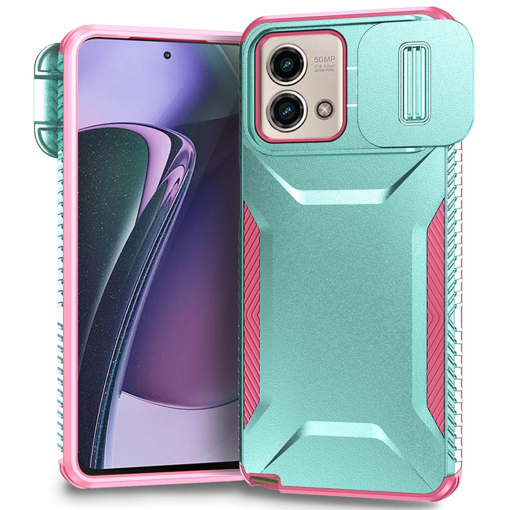 For Motorola Moto G Stylus 5G (2023) Case with Slide Camera Cover TPU+PC Phone Back Shell