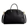 Bolsa Tote Empire 40 com Zíper e Logo em Couro Granulado para Ombro Transversal Grande Feminina Preta