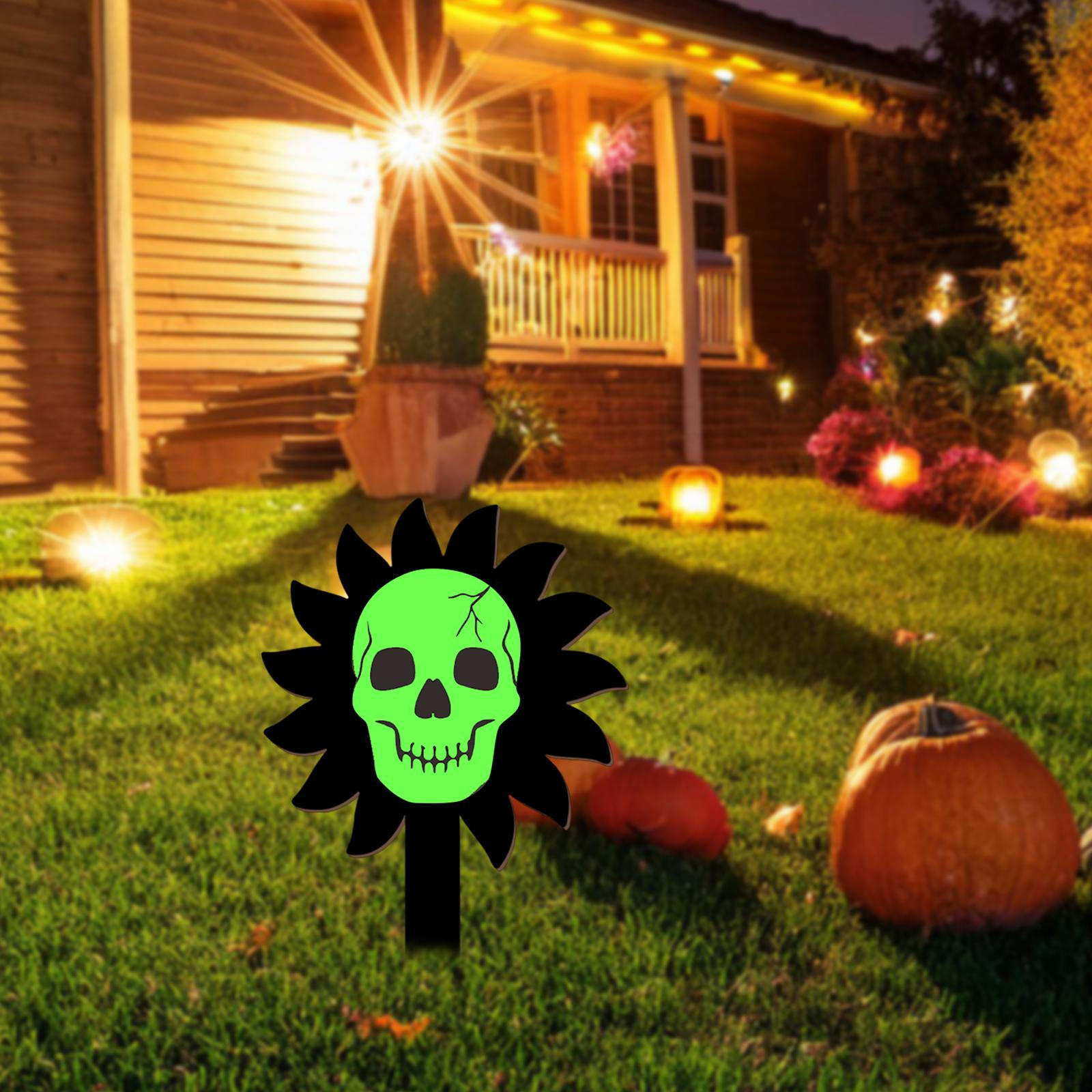 

Halloween Yard Stake , Skulls Lawn Sign Creative Standing Decor Decoration for Courtyard