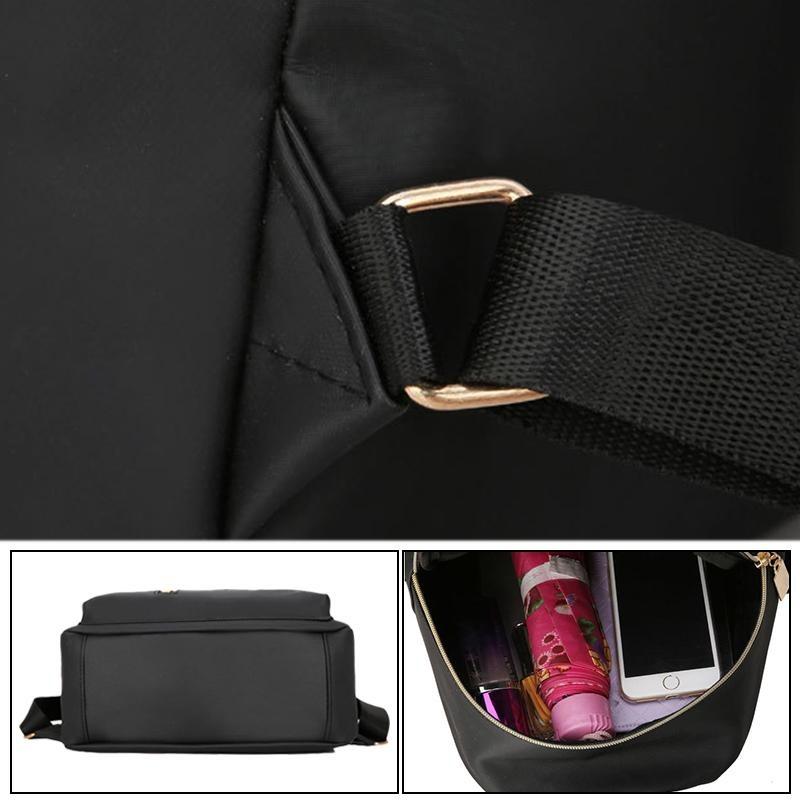 Female Backpack Large Capacity Anti-Theft Backpack Simple Black Bags For Women Girls Travel Rucksack Soft Nylon Shoulder Bag