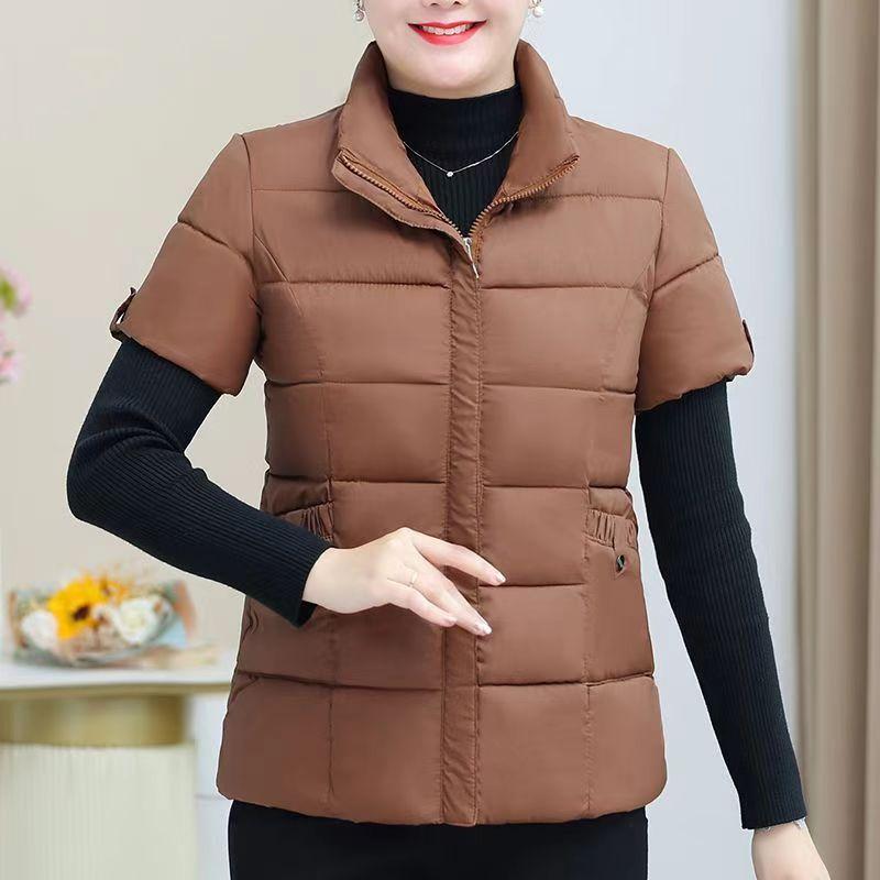 Women's Cotton Vest Short Sleeve Jacket Winter Cardigan Warm Loose Coat Designer Clothing Oversize Thickening