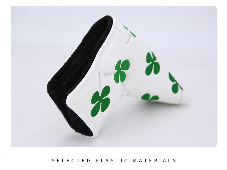 Four-Leaf Clover Golf Putter Cover - Thick Plush L-Shaped Club Protector