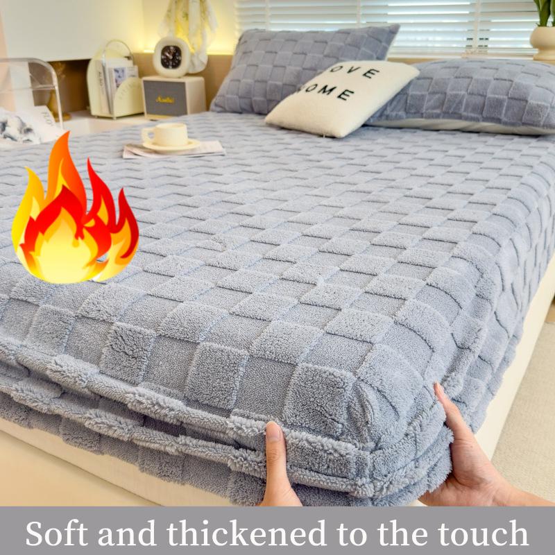 2025 Autumn and Winter Thickened Milk Velvet Bed Sheet,Single Piece Soft Coral Velvet Bed Cover,Taffeta Mattress Protector