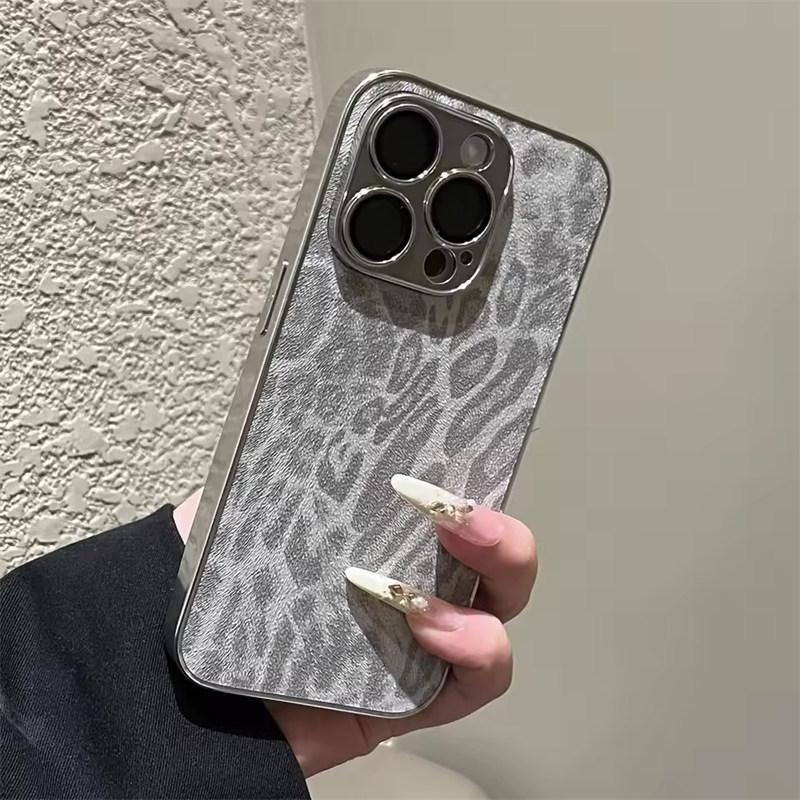 

Роскошный кожаный чехол с леопардовым принтом для iPhone 16 15 14 Plus 13 12 11 Pro Max, защита объектива, противоударный мягкий чехол iPhone 13 Pro
