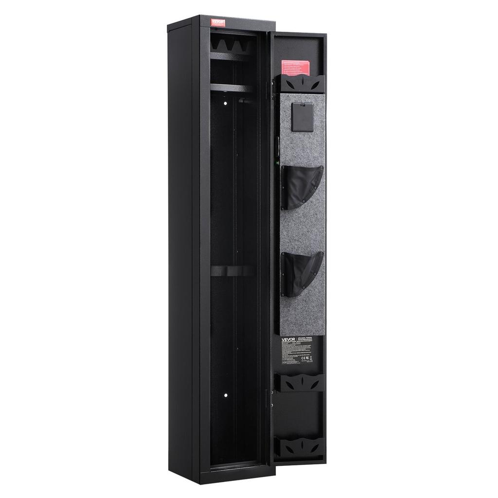 Gun Safe, Heavy Duty Cold-Rolled Steel Fireproof Rifle Cabinet with Digital Keypad & Key, Large Long Gun Cabinet with Magazine and LED Lighting,