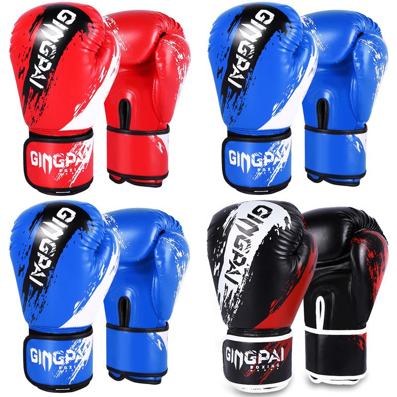 1 Pair Adult Boxing Gloves Men Punching Training Sparring Comfortable Adjustable Mitts Hand Protector Black Red Blue