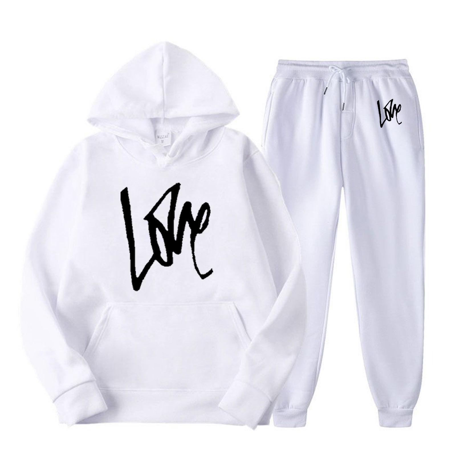 Мужской однотонный комплект Худи Модный Повседневный Спортивный Двухпредметный S