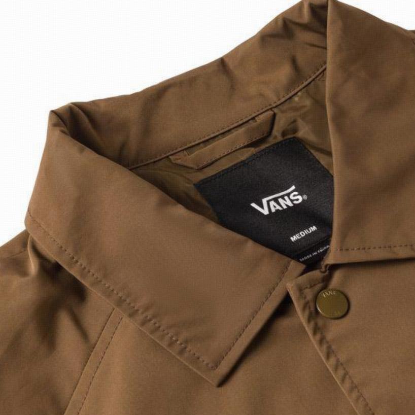 Vans Pohodlná bunda s límečkem na knoflíky, měkký raglánový dlouhý rukáv, pánské bundy, hnědá VN000NM60E0