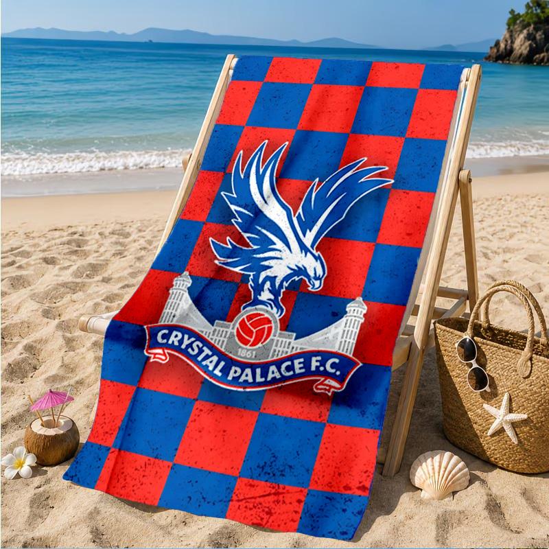 Kristall Fc Wappen Aufgedrucktes Mikrofaser Strandtuch, Weich Und Saugfähig, Schnelltrocknend, Ideal für Sommerreisen, Strand-Essentials, Schwimmbad