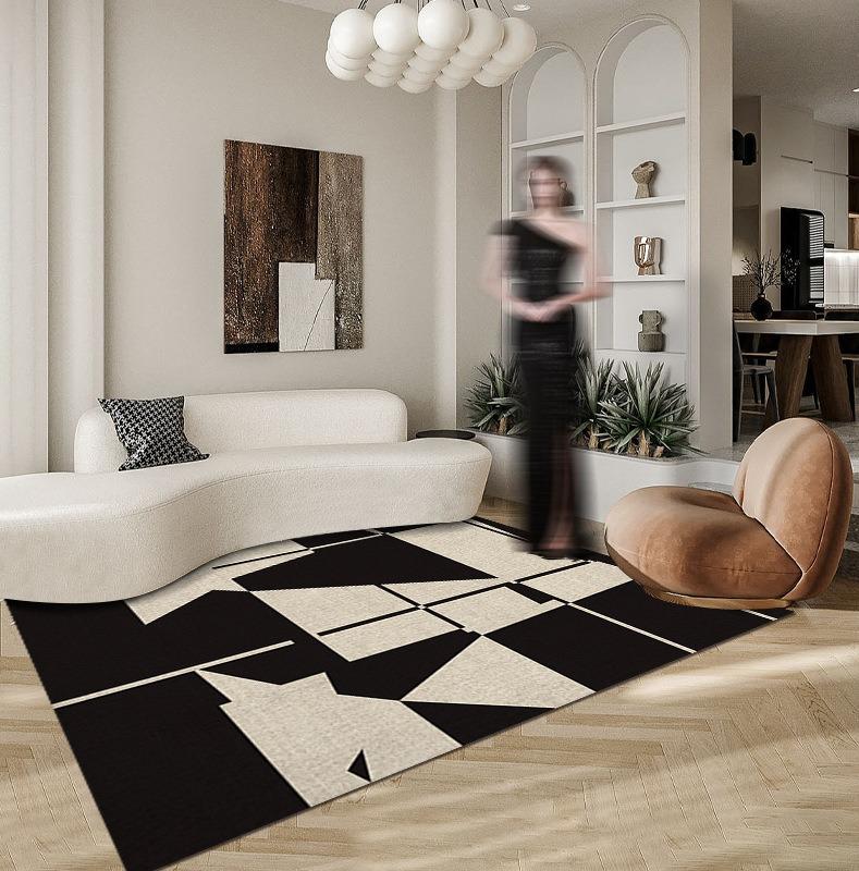 Black White Art Rugs for Nordic Home Living Room Decor Children Crawling Playing Mat Kitchen Non Slip Washable Modern Floor Rug
