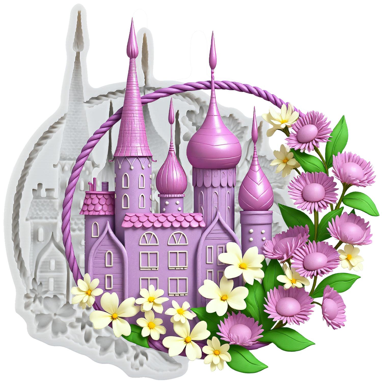 

Fairytale Castle Silicone Molds Castle Fondant Mold Cake Decorating Tools Cupcake Topper Candy Chocolate Gumpaste Mold серый