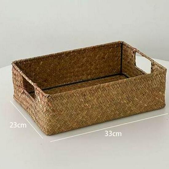 Retro Woven Multifunctional Storage Basket for Household, Living Room, Desktop, and Cosmetics