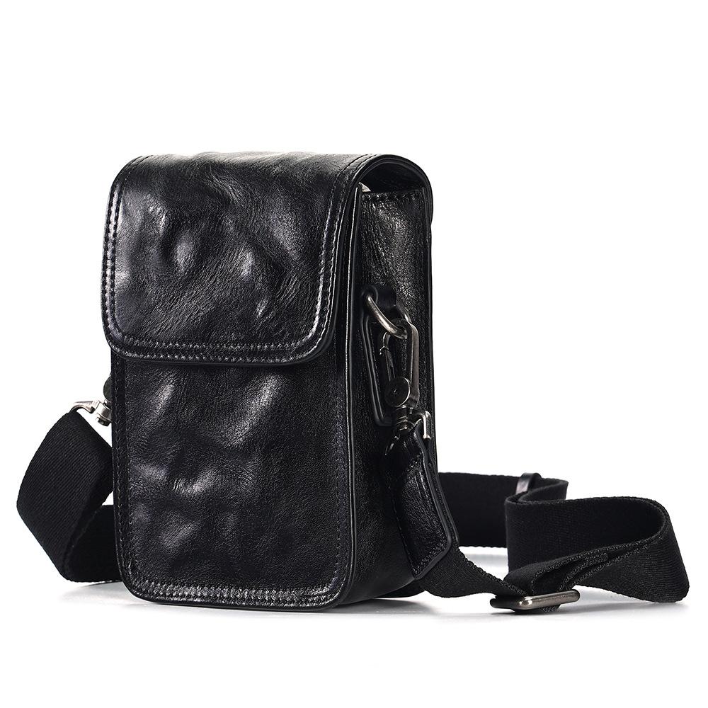 Leather Messenger Bag Men S Outdoor Casual Mobile Phone Fanny Pack Men S Retro Men S Fanny Pack Vegetable Tanned Leather Shoulder Bag