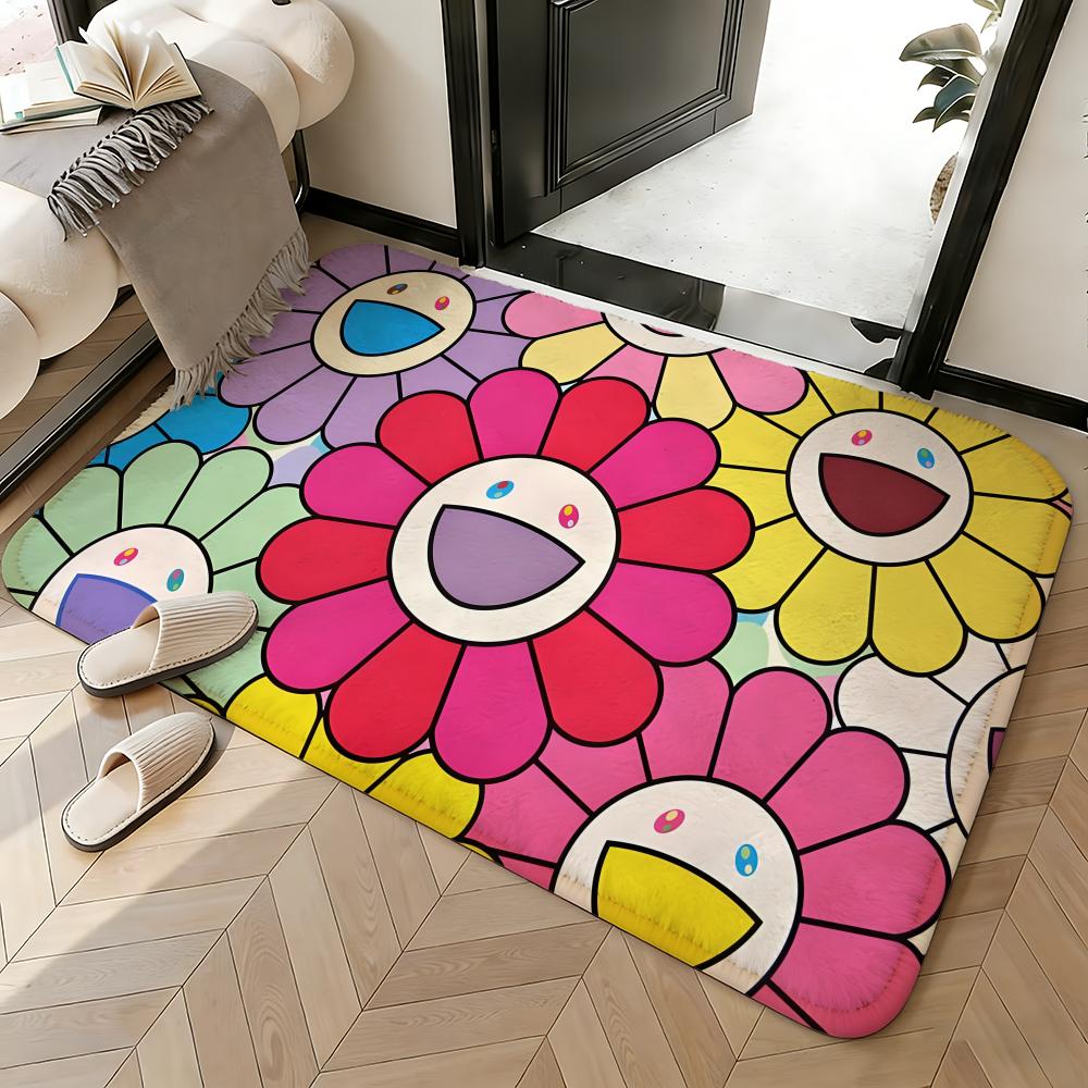Soft Absorbent Non-Slip Rug Artist Takashi Murakami Floor Mat Home Decor Doormat Bedroom Floor Mat Shower Carpet