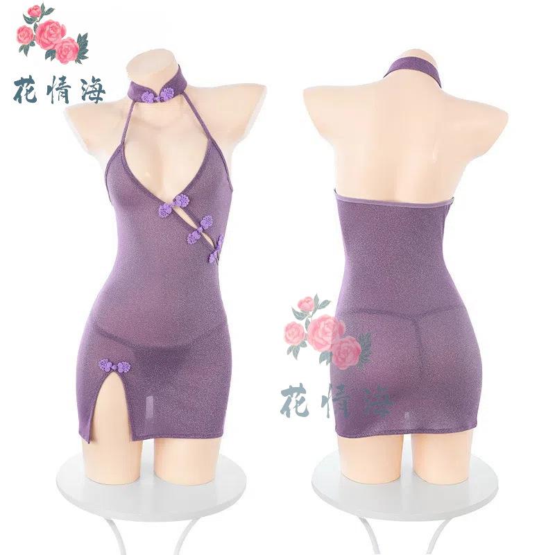 Mrs. Luxury Fragrance Deep V Chest Oblique Cheongsam Sex Underwear Sexy Pure Perspective Temptation