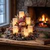 Winterlicher Pastorale Stil Schmuck Weihnachts-LED-Kerzen-Mittelstück mit Künstlichem Zeder Kiefernzapfen und Roten Beeren, Festliche Wohnaccessoires Flammlose