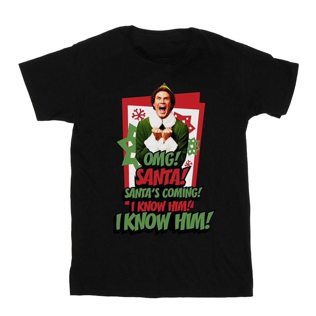 Elf Womens/Ladies Santa Is Coming Boyfriend T-Shirt
