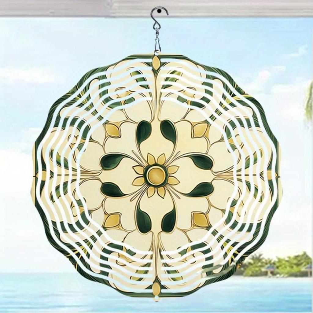 Floral 2D Metal Wind Chime Outdoor Hanging Garden Decor with Intricate Cut Out Design Weather Resistant for Patio Wedding Christmas Gift
