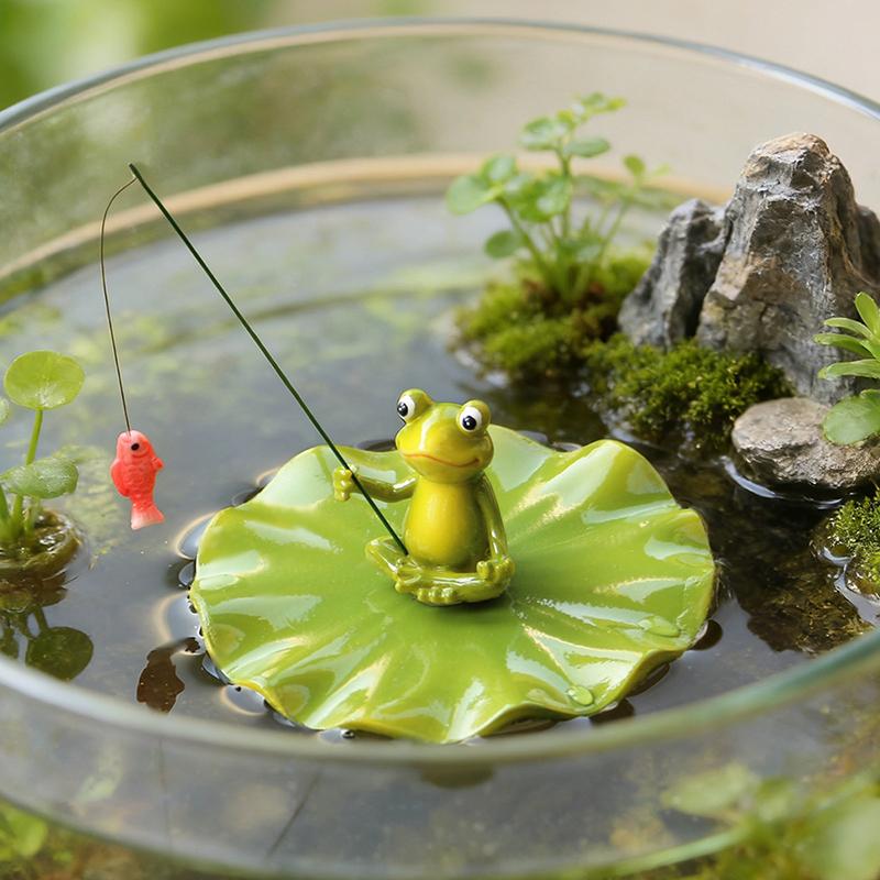 Outdoor Frog Statue Garden Koi Pond Resin Decoration, Frog Decor For Yard Fishing Statue Patio, Lawn Garden Decorative