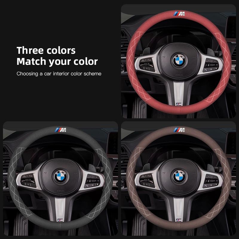 For BMW Car Ultra-Thin Suede Steering Wheel Cover Anti Slip Sweat Proof Protective Cover For BMW E46 E90 E60 F30 F10 E39 i3 i4 X