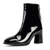 Pointed Toe Women Ankle Boots Black White Pink Sock Booties Thick High Heels Fashion PU Shoes Woman Winter Botas Size 35-40