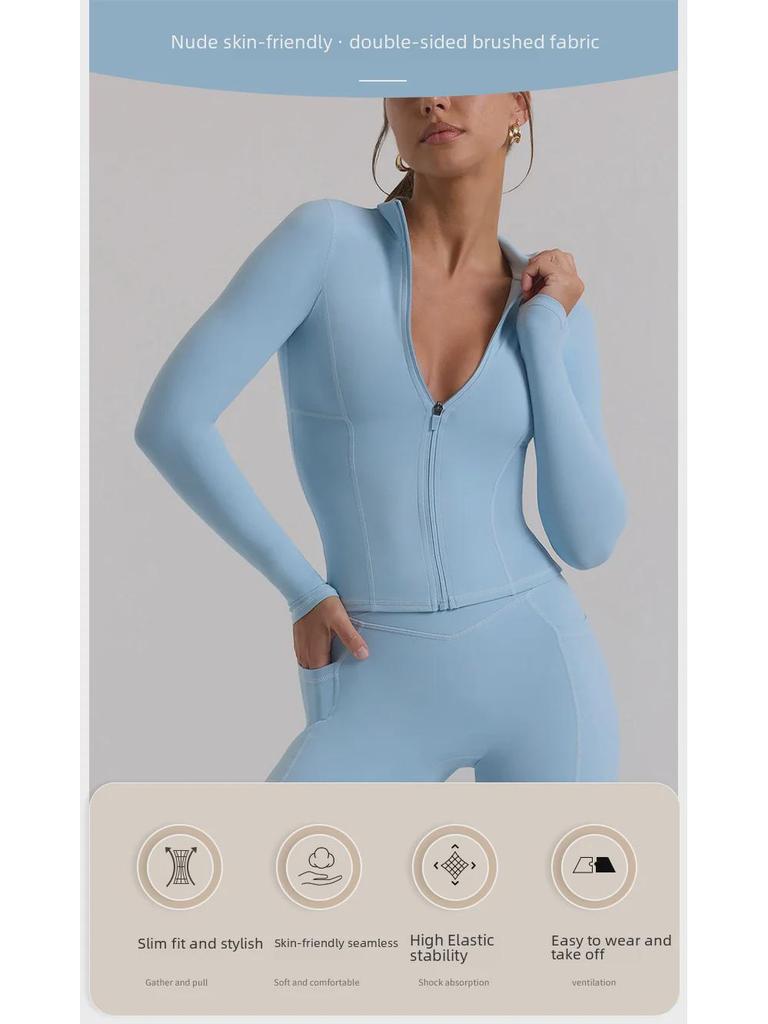 Damski kardigan z długim rękawem, kurtka do jogi: Odzież fitness i rekreacyjna na zewnątrz