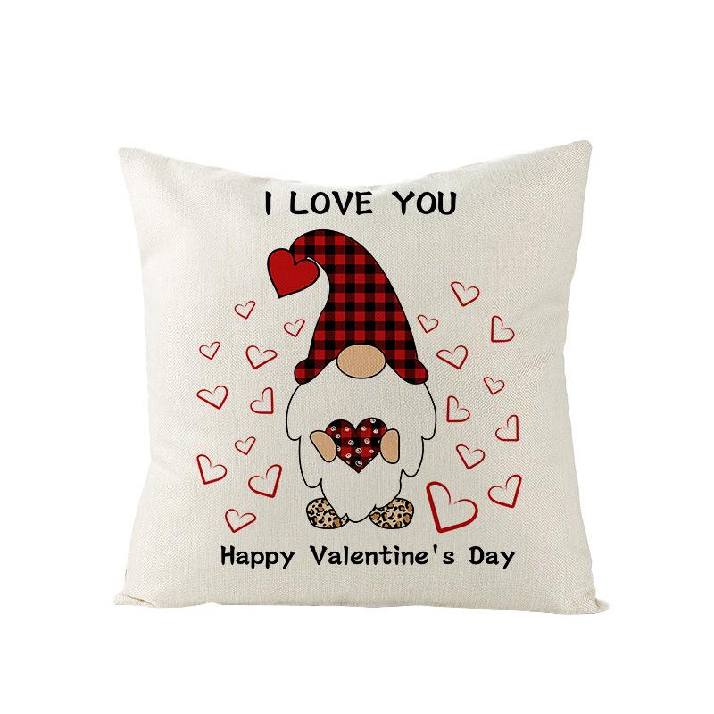 Plaid Valentine's Day Pillow Cover Polyester Printed Love Sofa Cushion Cover Nordic Bedroom Sofa Cushion