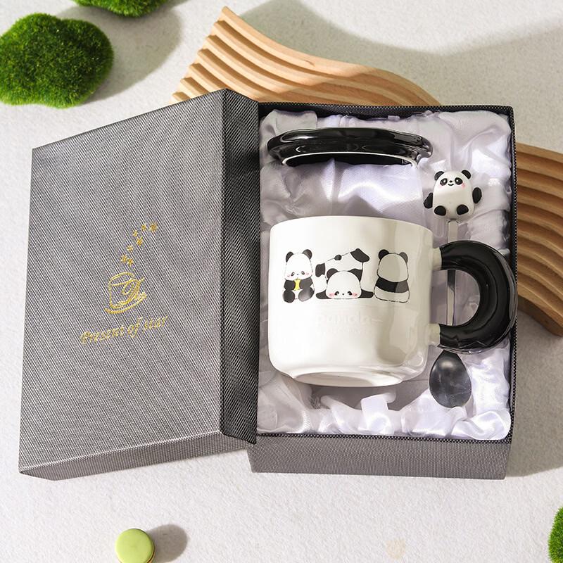 

Panda Ceramic Coffee Mug with Lid and Spoon