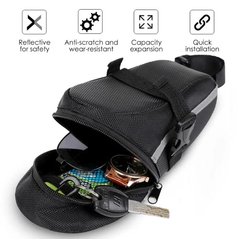 Bicycle Waterproof Saddle Bag Reflective Tail Bag Mountain Universal Rear Bag Outdoor Bicycle Accessories Practical