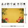 2D Yellow Lotus Bamboo Backdrop, Chinese Floral Background for Home & Event Decor