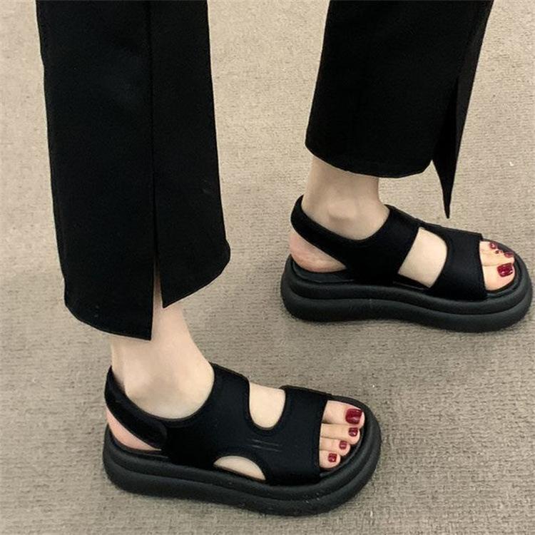 Sandály na platformě na suchý zip dámské léto 2025 nové boty muffin s malým zvýšením výšky sportovní plážové boty