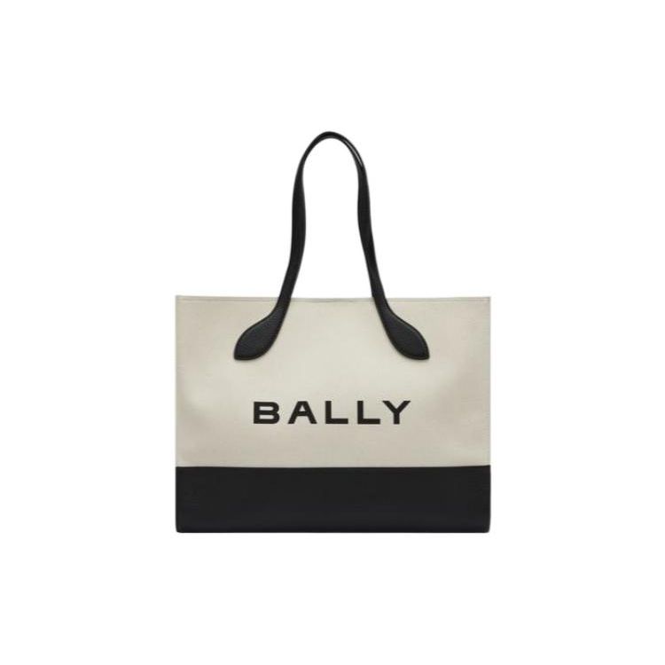 Bally Large Logo Color Block Snap Closure Layered Fabric Tote Bag Women tote White Black 6304580 Basic Set BagDust Bag 28890₽