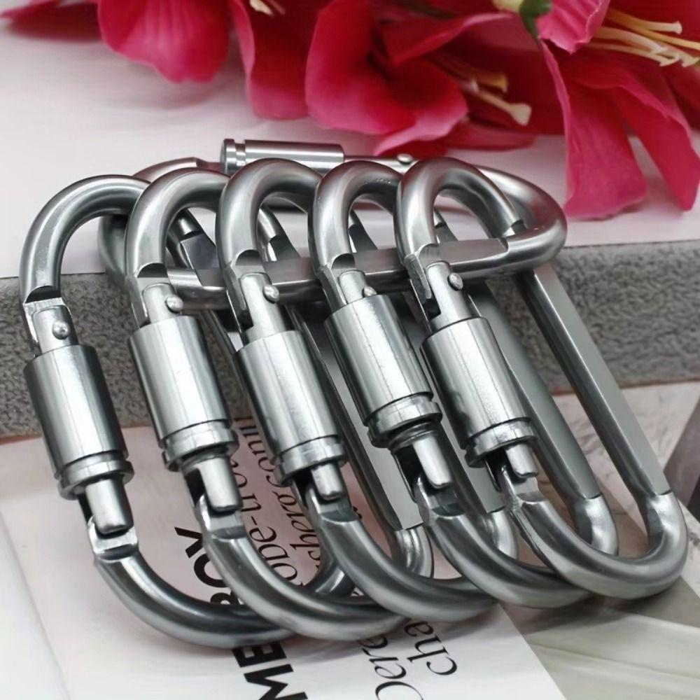 6pcs 6pcs Set Carabiner Keychain Heavy DutyHeavy Duty Bold D-shaped D-ring Snap Clip Hanging Type Snap Lock Lock Buckle Hook