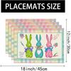 4pcs Buffalo Check Easter Placemats, Featuring Rabbits, Daisies, and Carrots, Perfect for Party, Kitchen, and Dining Room Decor