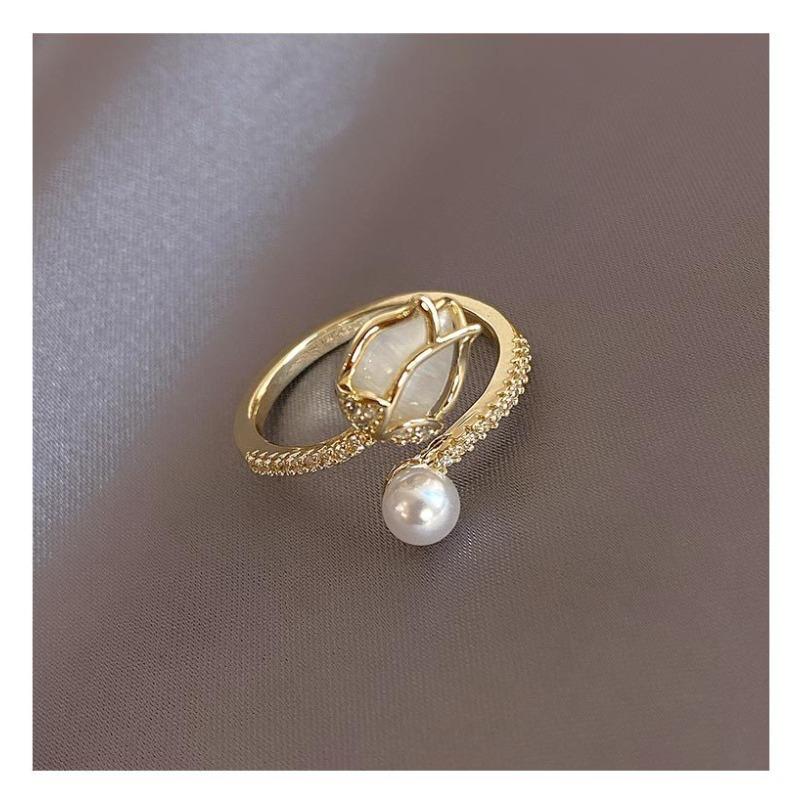 Tulip Bud Ring Fashion Niche Design Ring Ring Finger Jewelry Teenager, for Teenager, For Teenager