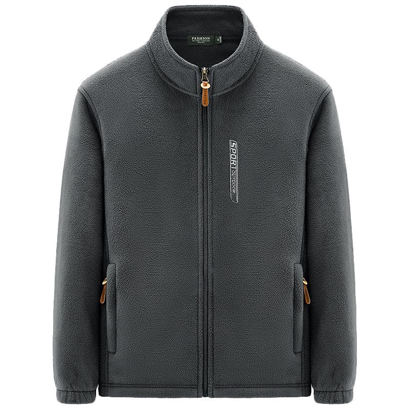 Men's Plus Size Windproof Fleece Jacket - Outdoor Sports Stand Collar Cardigan