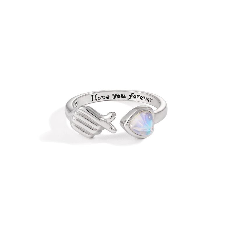S925 Sterling Silver Heart Crystal Ring for Women - European American High-End Fashion