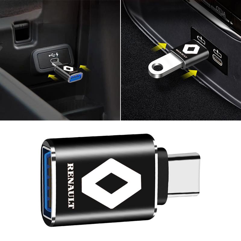 1Pcs Car Charging Adapter Type-C To USB Converter Car Accessories For Renault Dacia Megane 2 3 Duster Logan Clio 4 Laguna Sandero Scenic