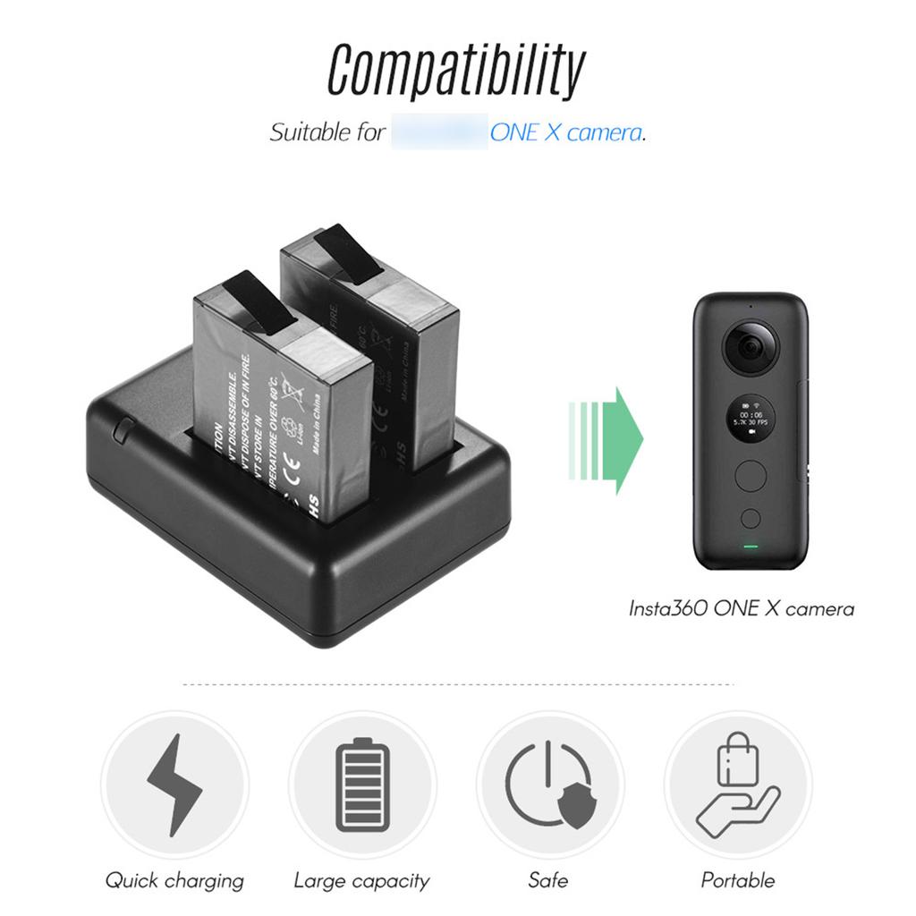 Portable Dual Camera Battery   Kit Set with 2pcs Rechargeable Batteries USB Cable Indicator Light for  One X Cameras