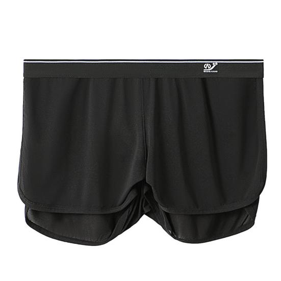 Men Home Shorts Solid Color Bouncy Loose Breathable Fine Mesh Underwear Quick Drying