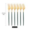 Green Gold 6Pcs Dinner Fork Tableware Dinnerware Stainless Steel Silverware Kitchen Party Flatware Matte Black Cutlery Set